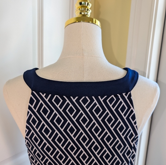 Magnolia Grace M Embroidered Sleeveless Knit Maxi Dress Navy White - Picture 6 of 9